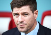 HAMILTON, SCOTLAND - OCTOBER 21: Rangers manager Steven Gerrard looks on during the Scottish Ladbrokes Premiership match between Hamilton Academicals and Rangers at New Douglas Park on October 21, 2018 in Hamilton, Scotland. (Photo by Ian MacNicol/Getty Images)
