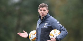 GLASGOW, SCOTLAND - OCTOBER 03: Rangers manager Steven Gerrard is seen during a training session ahead of the UEFA Europa League Group G match between Rangers and SK Rapid Wien at Rangers Auchenhowie Training Centre on October 3, 2018 in Glasgow, United Kingdom.
