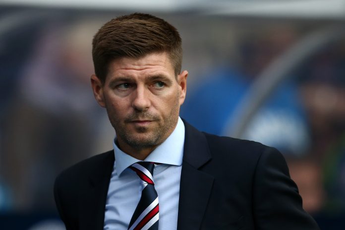 Rangers v Shkupi - UEFA Europa League Qualifying Round GLASGOW, SCOTLAND - JULY 12: Steven Gerrard manager of Rangers looks on during the UEFA Europa League Qualifying Round match between Rangers and Shkupi at Ibrox Stadium on July 12, 2018 in Glasgow, Scotland.
