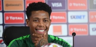 South Africa's midfielder Bongani Zungu attends a press conference at the Cairo International stadium in the capital, on July 5, 2019, on the eve of the 2019 Africa Cup of Nations (CAN) top 16 match between Egypt and South Africa.