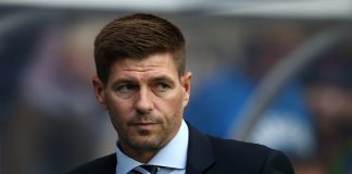 GLASGOW, SCOTLAND - JULY 12: Steven Gerrard manager of Rangers looks on during the UEFA Europa League Qualifying Round match between Rangers and Shkupi at Ibrox Stadium on July 12, 2018 in Glasgow, Scotland.