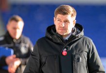 DINGWALL, SCOTLAND - DECEMBER 06: Steven Gerrard, Manager of Rangers looks on during the Ladbrokes Scottish Premiership match between Ross County and Rangers at Global Energy Stadium on December 06, 2020 in Dingwall, Scotland. A limited number of spectators (300) will be in attendance as Covid-19 pandemic restrictions are eased in Scotland.