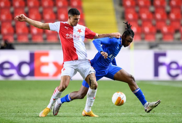 Slavia Prague v Rangers - UEFA Europa League - Round of Sixteen - First Leg - Eden Arena Slavia Prague s Alexander Bah James Tavernier Alexander Bah Slavia Prague UEL