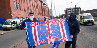 Rangers Celtic champions 55 fans Parkhead Steven Gerrard