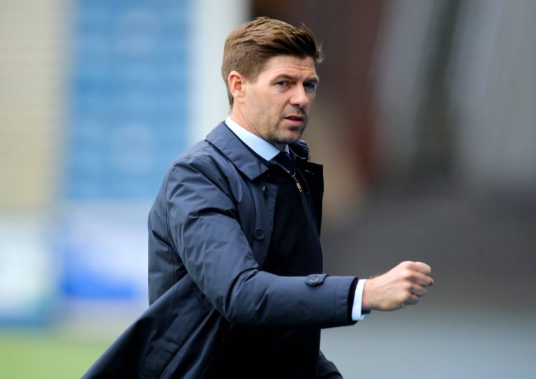 Stevie G with new injury sweat before Hibs