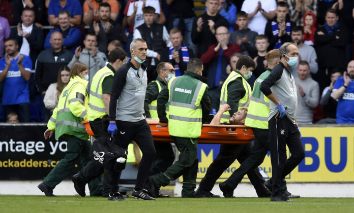 St Johnstone v Rangers - cinch Premiership - McDiarmid Park Rangers Filip Helander is stretchered off during the cinch P Rangers Ibrox Helander