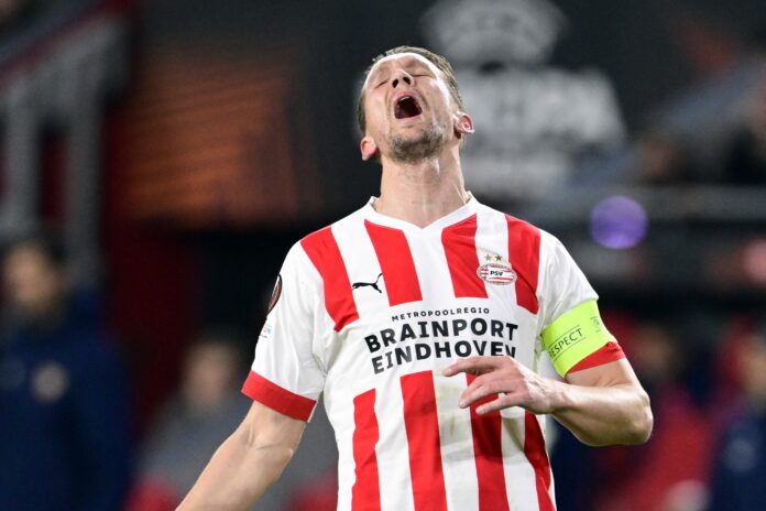 Luuk de Jong in PSV kit during UEFA Champions League match