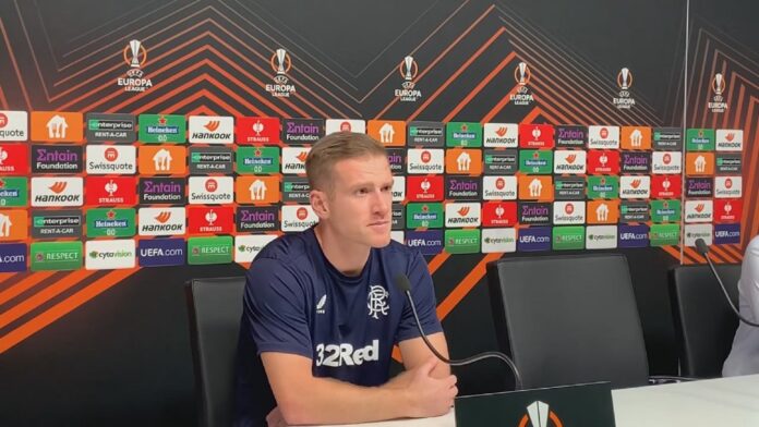 Rangers interim coach Steven Davis at Aris press conference