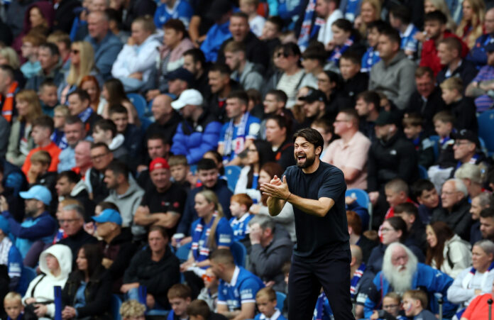 Russell Martin offering instructions at Ibrox