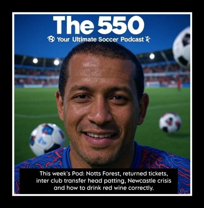 Image of the supposed journalist Luca Chianti used in online football stories, featured in The 550 soccer podcast graphic.