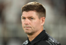Rangers fans react with shock to Steven Gerrard walking away Steven Gerrard focuses intently from the sidelines during Al Shabab v Al Ettifaq in the Saudi Pro League.
