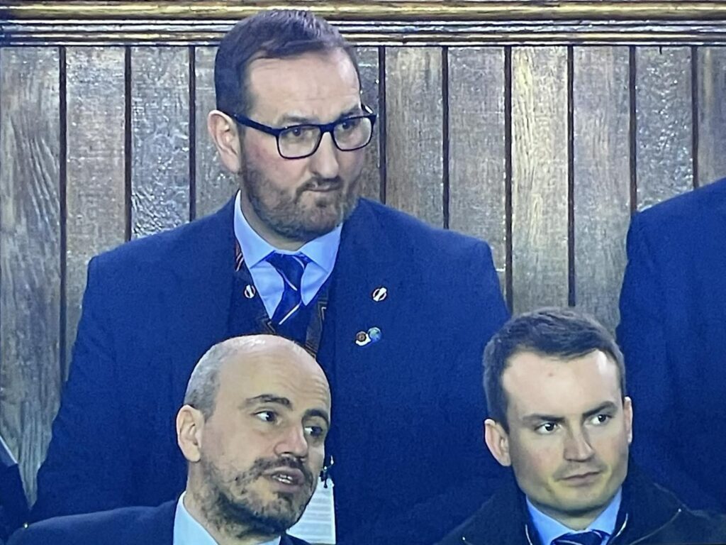 Kevin Thelwell at Ibrox during Rangers’ meeting with Roma amid fan anger