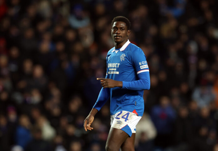 Nasser Djiga in action for Rangers during the UEFA Europa League 2025-26 match against SC Braga at Ibrox.
