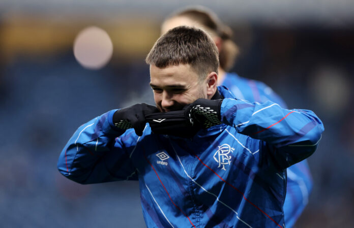 Rangers midfielder Nico Raskin warms up ahead of Hibernian clash at Ibrox