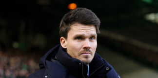 Rangers manager Danny Rohl watching on at Parkhead.