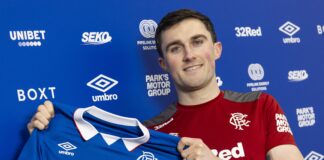 John Souttar parading his new Rangers contract