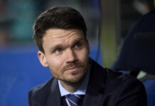 Danny Rohl, Head Coach of Rangers FC looks on