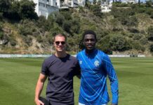 Sebastian Arnesen and Nasser Djiga for Rangers in Marbella