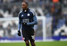 Former Rangers star Joe Aribo during his loan spell with Leicester.