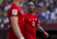 Former Rangers defender Derek Cornelius in world cup action.