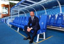 Rangers manager Derek McInnes in the club suit at Ibrox.