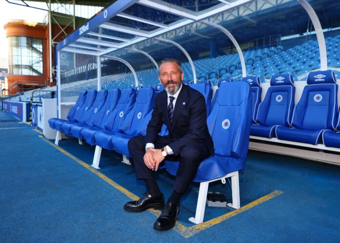 Rangers manager Derek McInnes in the club suit at Ibrox.