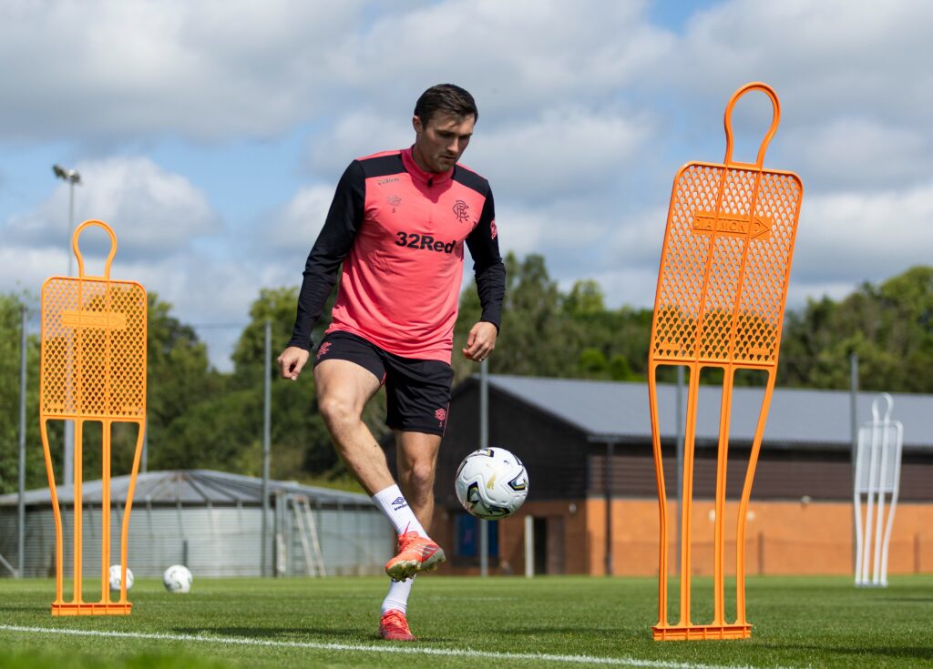 John Souttar in training for Rangers at Auchenhowie.