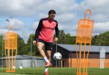 John Souttar in training for Rangers at Auchenhowie.