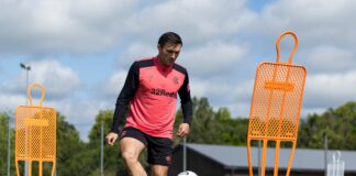 John Souttar in training for Rangers at Auchenhowie.