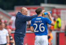 Former Rangers defender Ben Davies with former Rangers manager Philippe Clement.