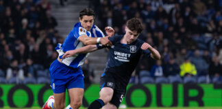 Findlay Curtis in action for Rangers v Porto.