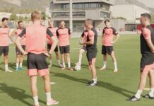 Rangers players in training in Spain.