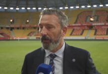 Rangers manager Derek McInnes fielding questions from Rangers TV in Poland.