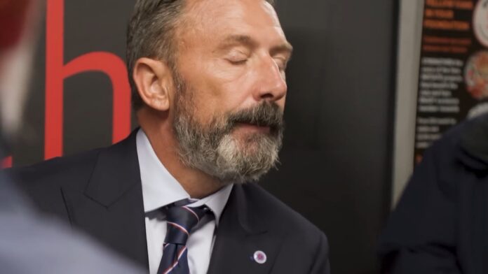Rangers manager Derek McInnes fielding questions at Tannadice following 1-1 draw. Rangers manager Derek McInnes fielding questions at Tannadice following 1-1 draw.