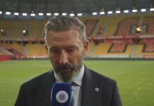 Rangers manager Derek McInnes fielding questions from Rangers TV in Poland.