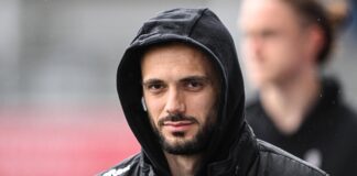 Rangers forward Nedim Bajrami arrives at Falkirk.