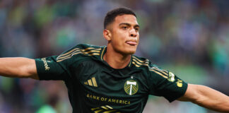 Portland Timbers striker Kevin Kelsy who's attracting Rangers' interest.
