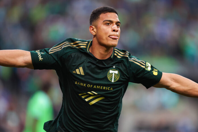 Portland Timbers striker Kevin Kelsy who's attracting Rangers' interest.