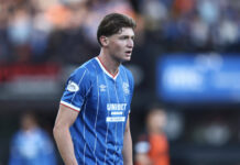 Ryan Naderi in action for Rangers at Tannadice.