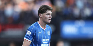 Ryan Naderi in action for Rangers at Tannadice.