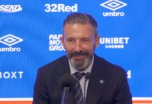 Derek McInnes speaks at a Rangers press conference at Ibrox