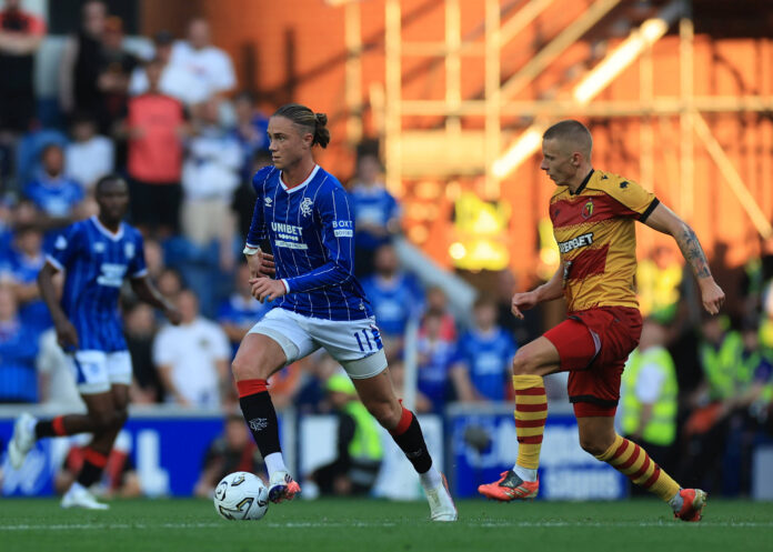 Rangers v Jagiellonia BiałystokUEFA Europa League Thelo Aasgaard in action for Rangers v Jagellielonia as he leaves Rangers
