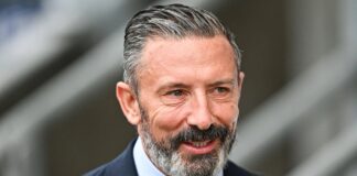 Derek McInnes Rangers manager arrives at Falkirk Stadium.